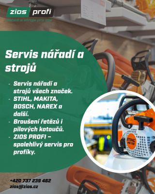 🔧 Profesionální servis a opravy nářadí i strojů V ZIOS PROFI se postaráme, aby vaše vybavení fungovalo spolehlivě a bez...